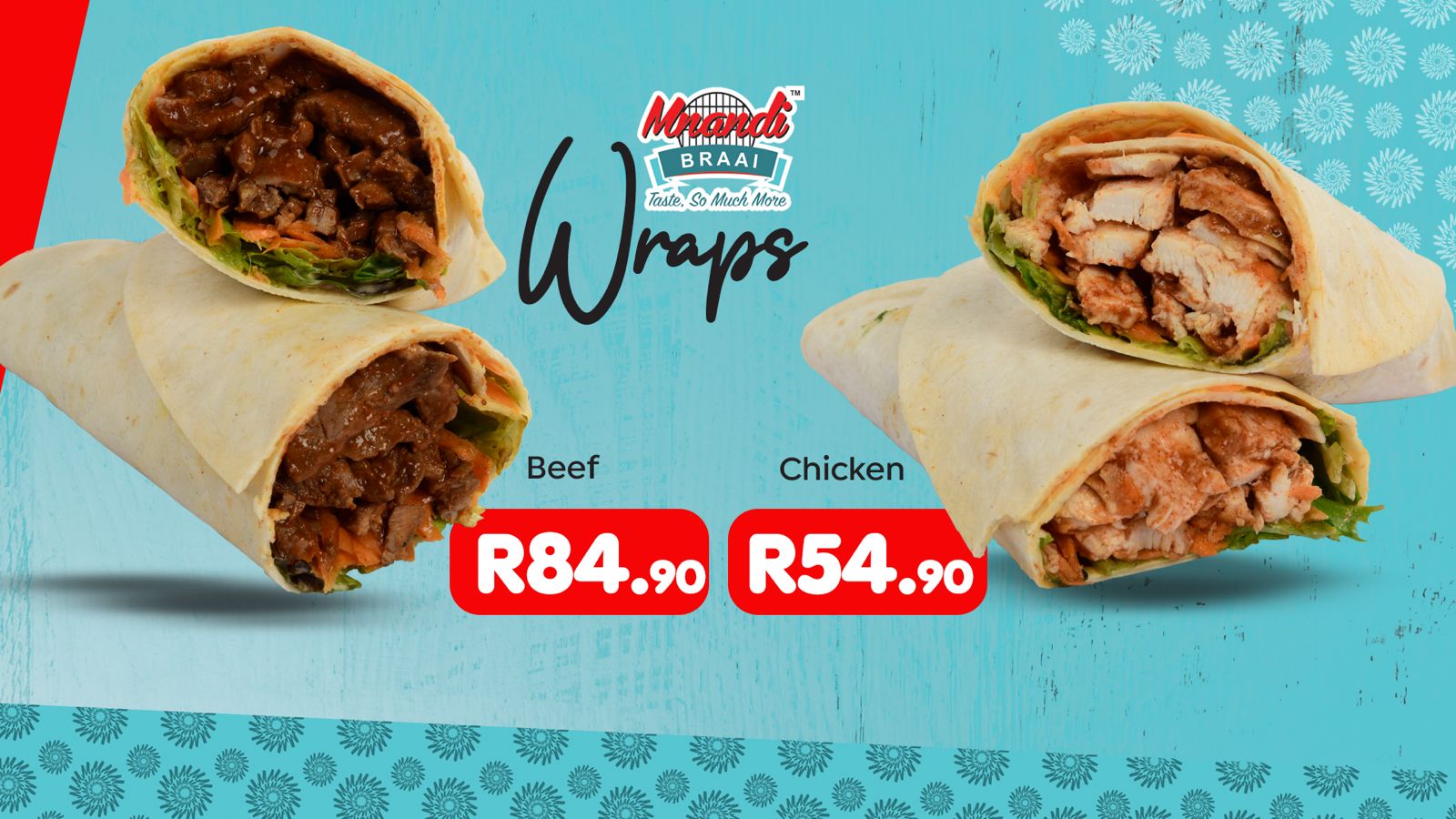 Wraps menu card